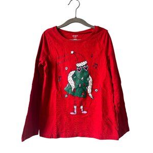 Carter's Girl's Red Christmas Tree "Rockin' Around" Long sleeve T-Shirt Size 8